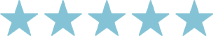 Five light blue stars are arranged in a horizontal row, representing a five-star rating.