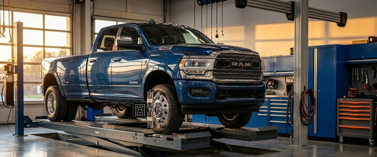 mantoloking-nj-truck-alignment-services-for-safer-rides-and-less-tire-wear-hero Remove the screen with statistics (based on: A professional truck alignment service bay featuring a heavy-duty pickup truck