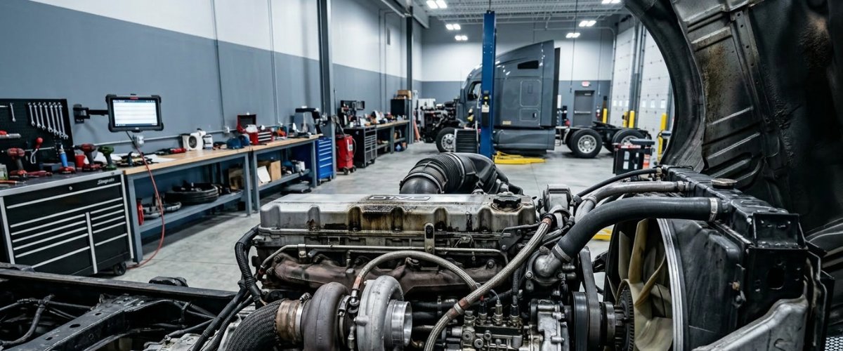 reliable-diesel-truck-repair-serving-freehold-township-nj-work-trucks-rvs-and-fleets-hero Remove arm with wrench (based on: A professional diesel truck repair shop scene featuring a close-up view of a lar...)